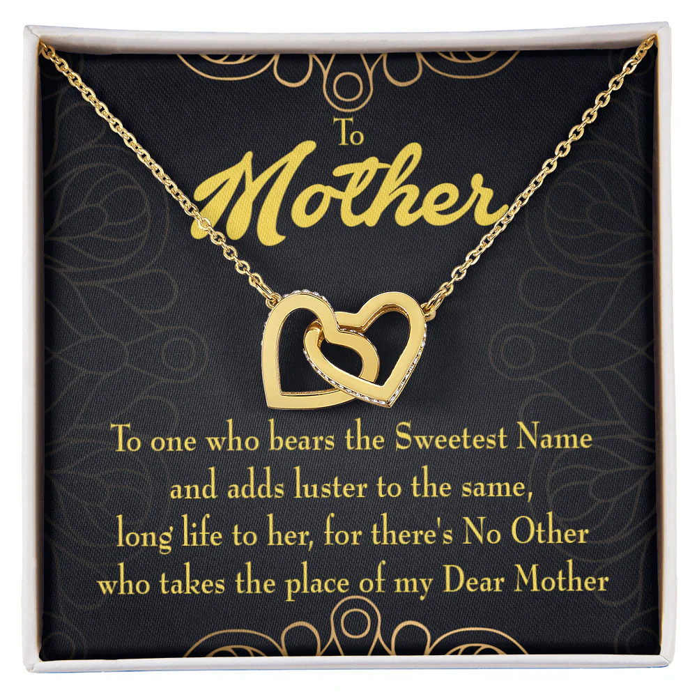 To Mom the Sweetest Name Inseparable Hearts CZ Necklace Gold Tone Standard Box